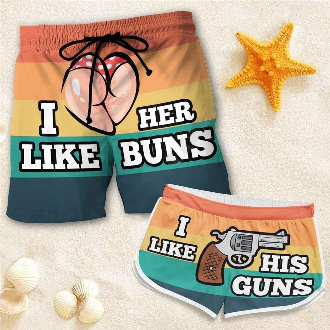 Couple Matching - Buns And Guns - Shorts