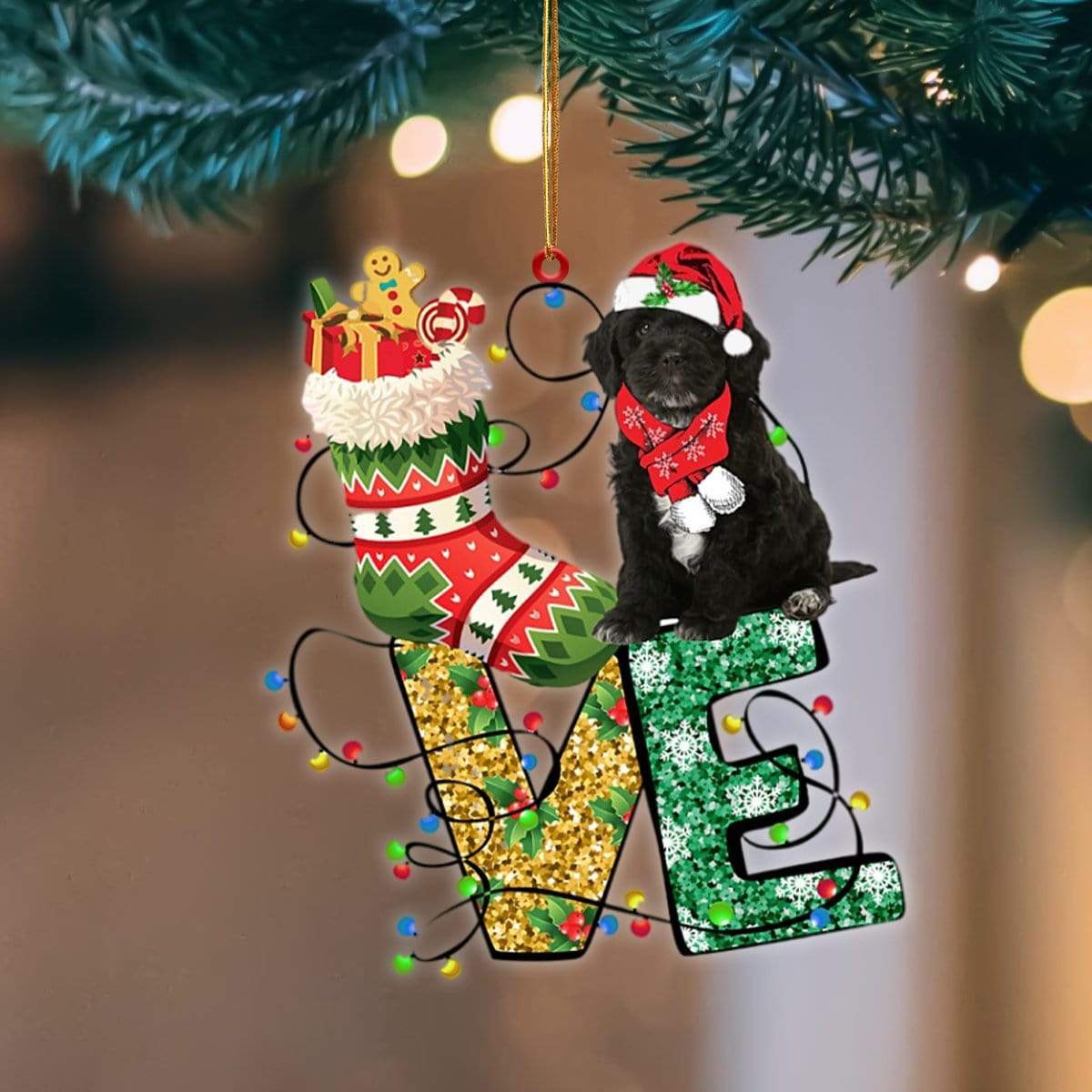 Cockapoo LOVE Stocking Merry Christmas Hanging Ornament